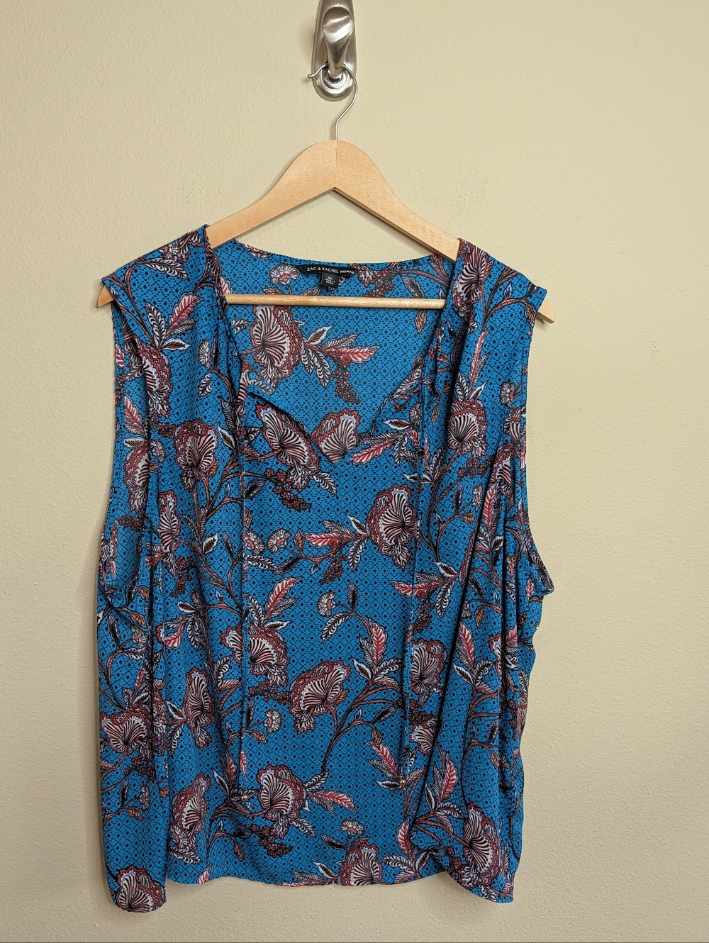 Zac & Rachel Woman‎ Tank Top 3X Blue Floral Paisley Sleeveless Plus Size